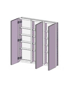 Emory and Bond EBT36384 36" W X 38" H X 4.6" D Surface/Recessed Mount Frameless Mirrored Medicine Cabinet with Triple Slow Close Door Dampers