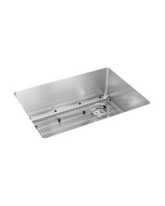 Elkay ECTRU24179RTC Crosstown 18 Gauge Stainless Steel 25-1/2" L x 18-1/2" W x 9" H Single Bowl Undermount Sink Kit in Polished Satin
