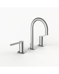 Davinci ELE-ELE-100-SS Element Deck Mounted Three Hole Lavatory Faucet with Gooseneck Spout with Stick Handles in Stainless Steel