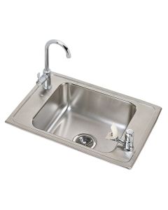 Elkay CDKR2517C 20 Gauge Stainless Steel 25" X 17" X 6.875" Single Bowl Top Mount Sink Kit
