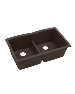 Elkay ELXDULB3322CN Quartz Luxe® 33" L x 19" W x 10" H Equal Double Bowl Undermount Sink in Chestnut
