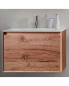 Blu Bathworks F45V1-0700-02.03 45° Collection Full Wall Mounted Vanity Base in Vintage Oak (Vanity Top Sold Separately)