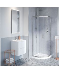 Fleurco FAN36-11-65-72 Capri  5/32" Prism Glass 36" W X 72" H Neo-Angle Sliding Shower Door in Chrome
