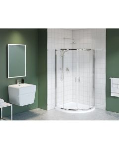 Fleurco FAX364-11-40-72 Capri Arc 4 36" W X 72" H  Curved Glass Sliding Door with 5/32" Clear Glass in Chrome