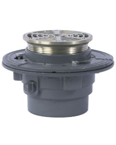 Watts FD-103-A5-7, Floor Drain, Cast iron, Epoxy Coated, 3" No Hub, Trap Primer Tapping, Adjustable Top, Anchor Flange, Clamping Collar, Weepholes