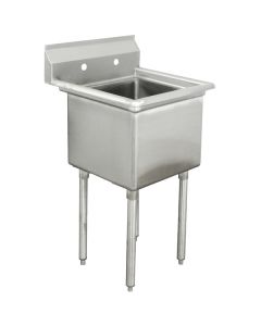 Advance Tabco FE-1-2424, 24" X 24" Bowl Size 18-Gauge One Compartment Special Value Fabricated Sink in Stainless Steel with Legs