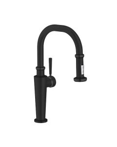 Franke FF5220 Absinthe 1.75 GPM Deck Mounted Single Handle Pull Down Kitchen Faucet with Dual Function Spray in Matte Black 