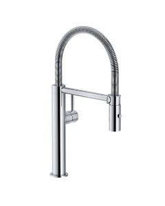 Franke FFPD4400 Pescara 1.75 GPM Deck Mounted Single Hole Pull Down Swivel Spout Kitchen Faucet with Dual Spray Function in Polished Chrome