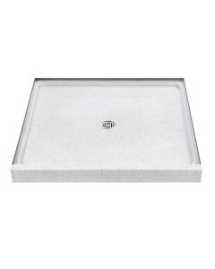 Fiat 48MFT081 4" H X 48" L X 48" W Monterey Terrazzo Shower Floor in White Portland Cement with Black and White Chips