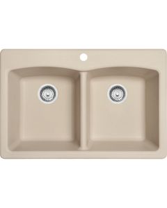 Franke EDCH33229-1 Ellipse 33" W X 22" L X 9" D Granite Double Bowl Kitchen Sink in Champagne