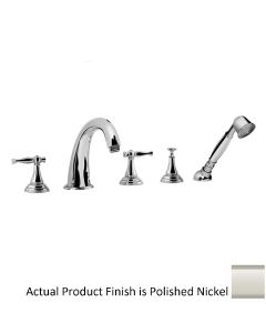 Graff G-2451-LM22-PN Lauren Roman Tub Filler Faucet with Hand Shower, Diverter and Metal Lever Handles in Polished Nickel