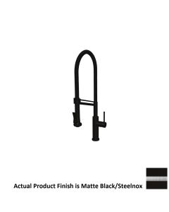 Graff G-4641-LM66K-MBK/SN Futurismo 1.8 GPM Deck Mounted Pull-Down Kitchen Faucet in Matte Black/Steelnox