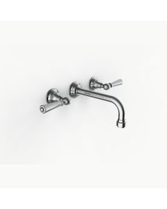 Davinci GRA-GRA-150-PC Gramercy Three Hole Wall Mounted Lavatory Faucet with Traditional Spout with Lever Handles in Polished Chrome
