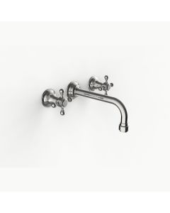 Davinci GRA-SUT-150-PN Gramercy Three Hole Wall Mounted Lavatory Faucet with Traditional Spout with Cross Handles in Polished Nickel