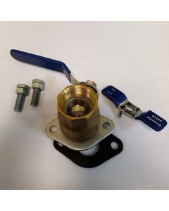 Granite GISODFLCC15 Brass Isolation Flanged Valve, Fixed Flange w/ Drain, Lever Handle, 1 1/2" Solder