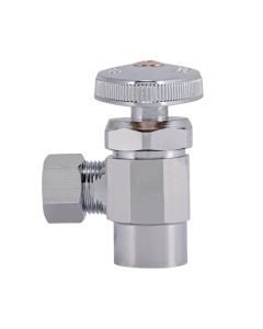 Granite GR15PC Brass Supply Angle Stop Valve, Multi Turn Handle, 3/8" NPT Female x OD