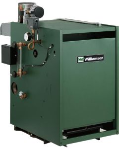 Williamson GSA-100-N-IP-S2-W GSA Series 2 High Efficiency 100,000 BTU 82% AFUE Natural Gas Atmospheric Vent Steam Boiler, Intermittent Pilot, Probe LWCO Includes Damper and Draft Hood