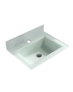 Madeli GTS1808-24-110-WW 24" W X 19" L X 5" H Tempered Glass Rectangular Countertop and Sink with Single Faucet Hole and without Overflow in Winter White (Vanity Base Sold Separately)