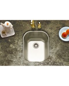 Houzer CS-1407-1 Club Undermount Medium Bar/Prep Sink in Stainless Steel in