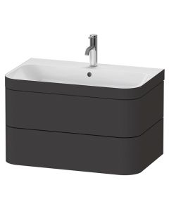 Duravit HP4637O8080 Happy D.2 Plus 30.5" L X 19.25" W X 18.38" H Two Drawer C-Bonded Wall-Mount Vanity Kit in Graphite