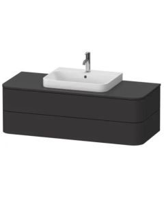 Duravit HP497208080 Happy D.2 Plus 51-1/8" L X 21-5/8" W X 16-1/8" H Two Drawers Wall Mounted Vanity Base for Console in Graphite Super Matte (Vanity Top Sold Separately)