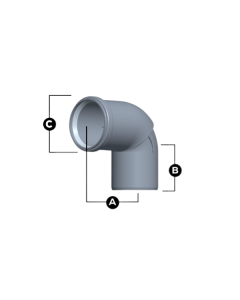 Centrotherm ISELS0387 3" x 87 Elbow with Long Socket in Gray