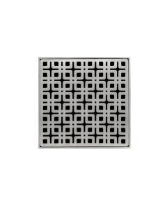 Infinity Drain K 5 SS 5" X 5" Strainer with Link Pattern Decorative Plate and 2" Throat in Satin Stainless for KD 5
