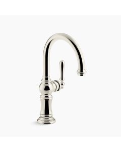 Kohler 99264-SN KOHLER K- Artifacts Single-Hole Bar Sink Faucet with 13-1/16-Inch Swing Spout and Arc Spout Design, Vibrant Polished Nickel