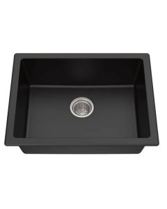 Kraus KGD-410B Quarza 24" Drop-In/Undermount Granite Single Bowl Kitchen Sink in Black Onyx