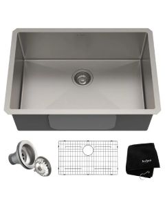Kraus KHU100-28 Standart PRO™ 28" L X 19" X 10" D Rectangular 16 Gauge Undermount Single Bowl Kitchen Sink in Stainless Steel