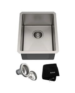 Kraus KHU101-14 Standart PRO™ 14" L X 18" W X 8" D Rectangular 16 Gauge Undermount Single Bowl Stainless Steel Kitchen Bar Sink in Satin