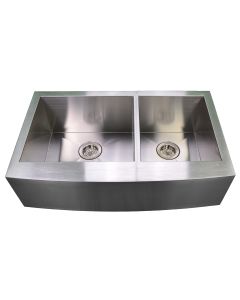 Emory and Bond KOC-332010-0-20 Tuscany Series Stainless Steel Farmhouse / Apron Front Kitchen Sink, No Holes, 2 Bowls, 33"L x 20"W