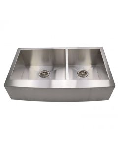 Emory and Bond KOC-362010-0-20 Tuscany Series Stainless Steel Farmhouse / Apron Front Kitchen Sink, No Holes, 2 Bowls, 35 3/4"L x 20 3/4"W