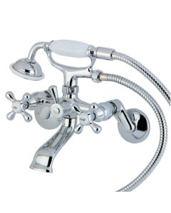 Kingston Brass KS266C Wall Mount Clawfool Tub Faucet with Hand Shower in Polished Chrome