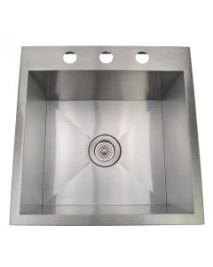 Emory and Bond KST-191910-3-20 Roma Series Stainless Steel Self Rimming / Drop In Kitchen Sink, 3 Hole, 1 Bowl, 19"L x 19"W
