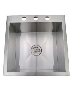 Emory and Bond KST-202010-3-20 Roma Series Stainless Steel Self Rimming / Drop In Kitchen Sink, 3 Hole, 1 Bowl, 20"L x 20"W