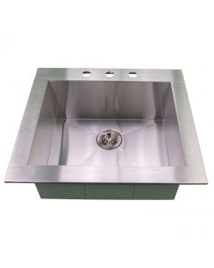 Emory and Bond KST-252210-3-20 Roma Series Stainless Steel Self Rimming / Drop In Kitchen Sink, 3 Hole, 1 Bowl, 25"L x 22"W