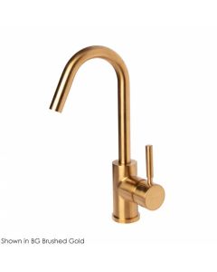 Lacava 1580.1-BG Deck-Mount Single-Hole Faucet with a Goose-Neck Swiveling Spout in Brushed Gold