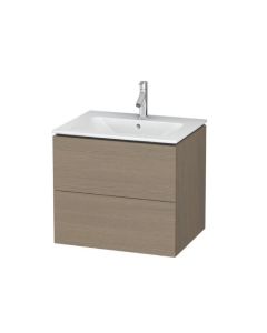 Duravit LC624003535 L-Cube 25" L X 19" W X 22" H Wall Mounted Double Drawers Vanity Base Only in Oak Terra (Vanity Top Sold Separately)