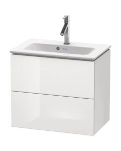 Duravit LC625602222 L-Cube 24.40" L X 15.40" W X 21.65" H Two Drawers Wall Mounted Vanity Base Only in White High Gloss Decor (Vanity Top Sold Separately)