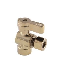 McGuire LFST02PB 1/2" Sweat x 3/8" OD Comp Angle Stop Valve in Polished Brass