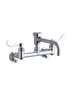 Elkay LK940VS07T4S 8" Centerset Wall Mounted Service Sink Faucet with 7" Reach Vented Spout and 4" Wristblade Handles in Chrome