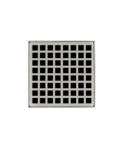 Infinity Drain LQD5-2P SS 5" X 5" LQD 5 Squares Pattern Complete Kit in Satin Stainless with PVC Drain Body, 2" Outlet