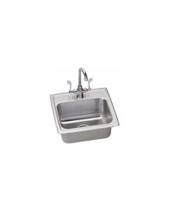 Elkay LR1716SC Lustertone Classic Single Bowl Drop-in Sink & Faucet Kit 17" x 16" x 7-5/8", Stainless Steel Finish 