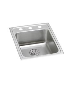 Elkay LRAD172265PD3 Lustertone Classic 17" L X 22" W X 6-1/2" H Stainless Steel 3-Hole Single Bowl Drop-in ADA Sink with Perfect Drain in Lustrous Satin
