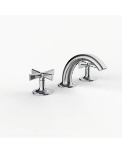 Davinci MAC-100-MP Morris Adjmi Deck Mounted Three Hole Lavatory Faucet with Soft Arc Spout and Pinch Cross Handles 