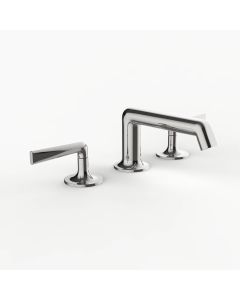 Davinci MATP-100-PN Morris Adjmi Deck Mounted Three-Hole Lavatory Faucet with 90 Degree Spout with Pinch Lever Handles in Polished Nickel