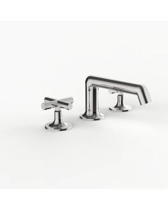 Davinci MAX-100-PN Morris Adjmi Deck Mounted Three-Hole Lavatory Faucet with 90 Degree Spout with Octagonal Cross Handles in Polished Nickel
