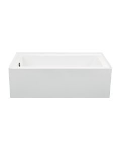 MTI MBSISC6030D-WH-RH Basics 60" L X 30" W Three Wall Alcove Acrylic Soaking Tub with Right Drain and Overflow in White