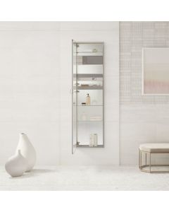 Robern MC1230D4FPRE2 M Series 12" L X 30" H X 4" D  Plain Single Door Medicine Cabinet with Hinge Right, Interior Lighting, Integrated Outlets, and Integrated USB in Silver